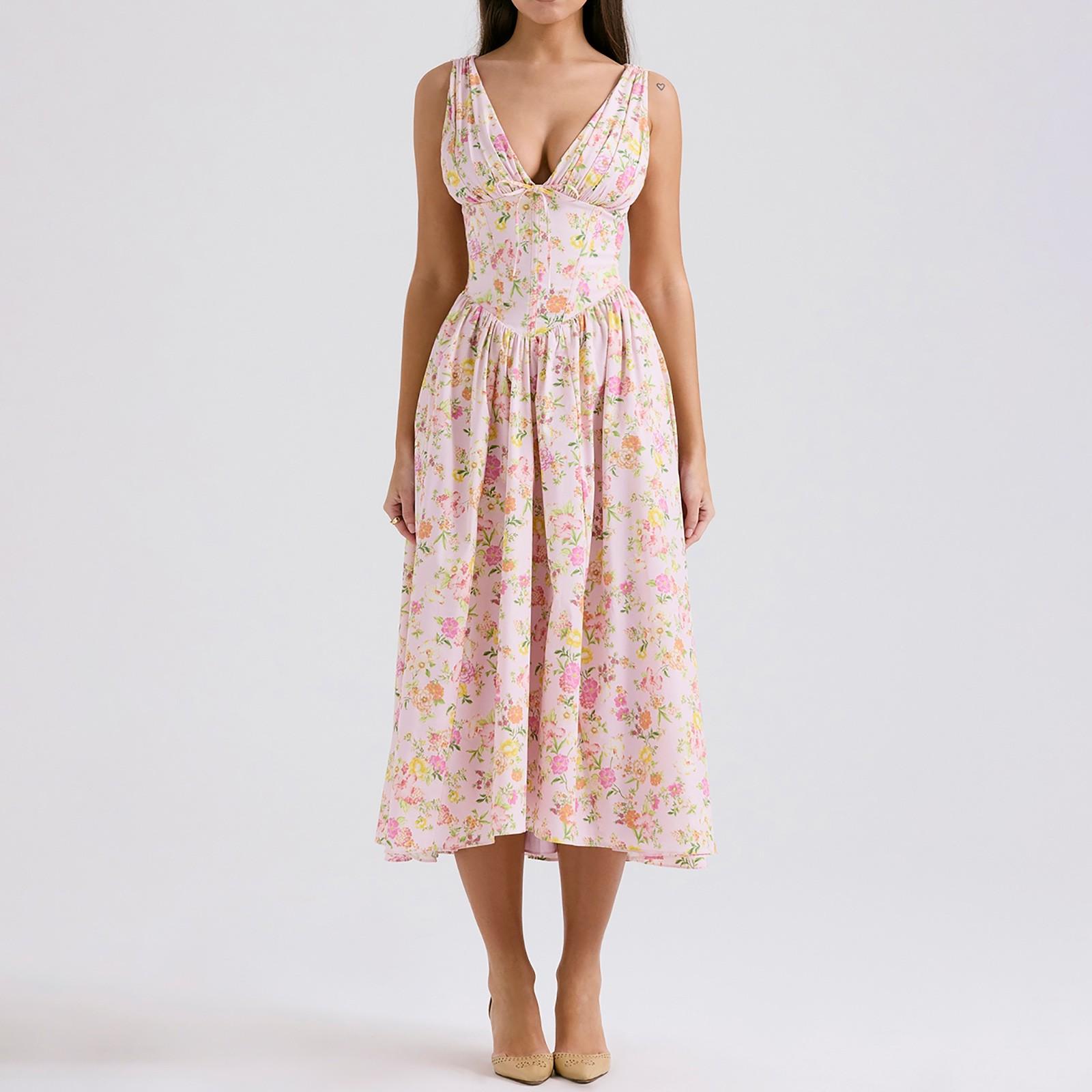 

Летние платья для женщин. Пляжные сарафаны. Повседневное короткое платье без рукавов. Платье на подтяжках. XL розовый