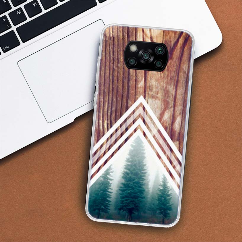Lesní Geometrie Dřevo Příroda Pouzdro na Telefon Pro Xiaomi Poco X3 GT X4 NFC M4 Pro M3 M2 F3 F2 F1 Mi Note 10 A3 A2 Lite A1 CC9E Fundas