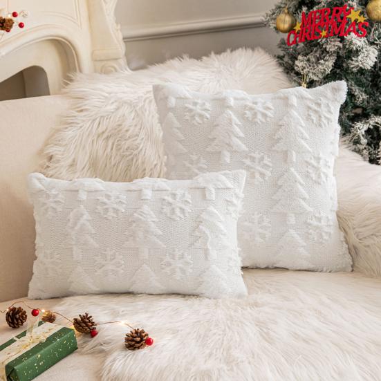 Christmas Throw Pillow Cover Xmas Tree Pillowcases Soft Plush Cushion Covers with Hidden Zipper Closure Winter Home Decor