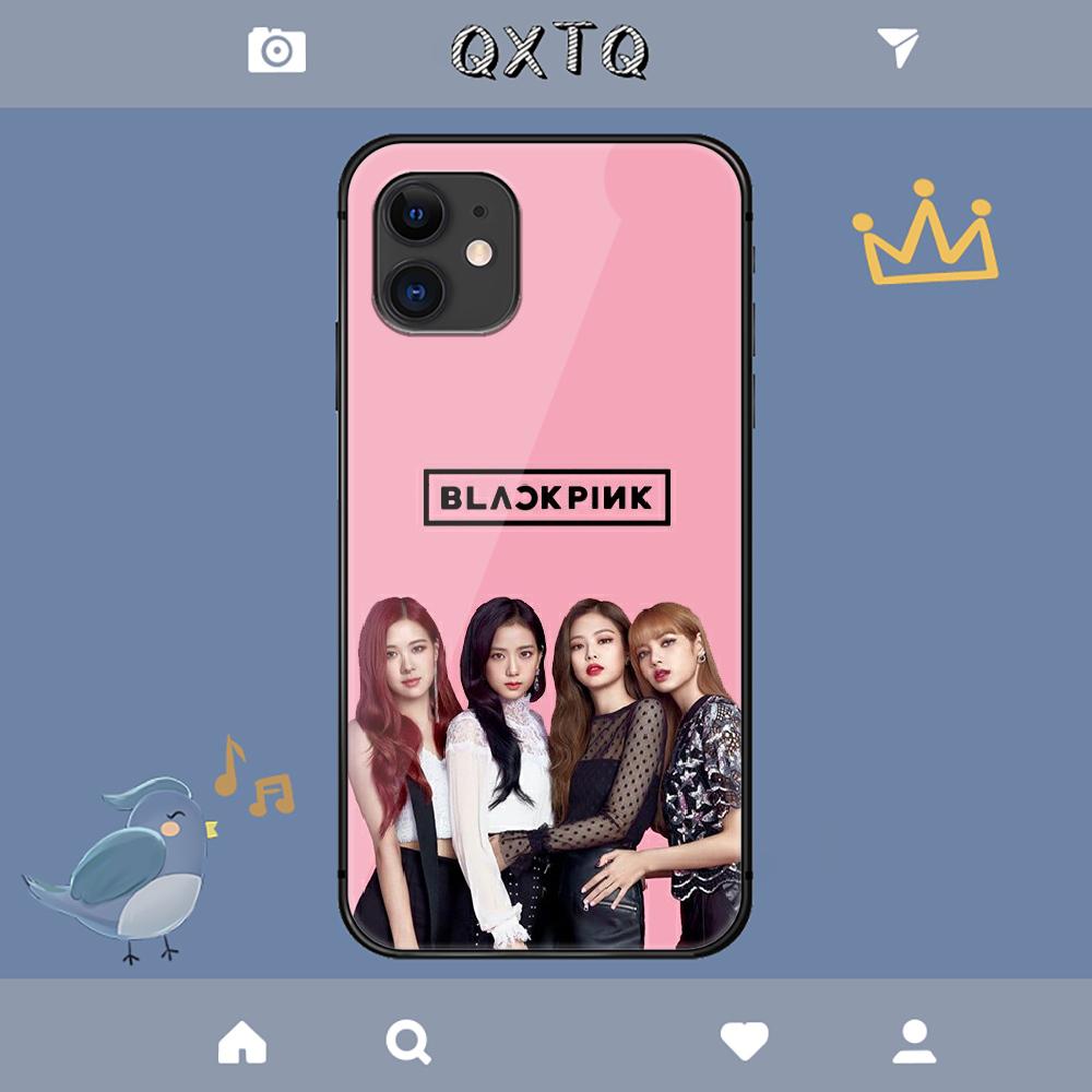 Étui Rose Coréen Noir Kpop Pour iPhone Samsung Galaxy Redmi Note S 17 16 15 14 13 20 24 25 54 Pro Max Ultra Fe Coque en Verre Trempé