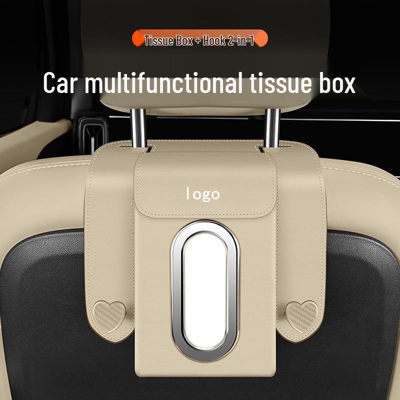 Car-mounted tissue box & storage set for Jeep cars - functions as tissue holder, phone holder, and car hook.