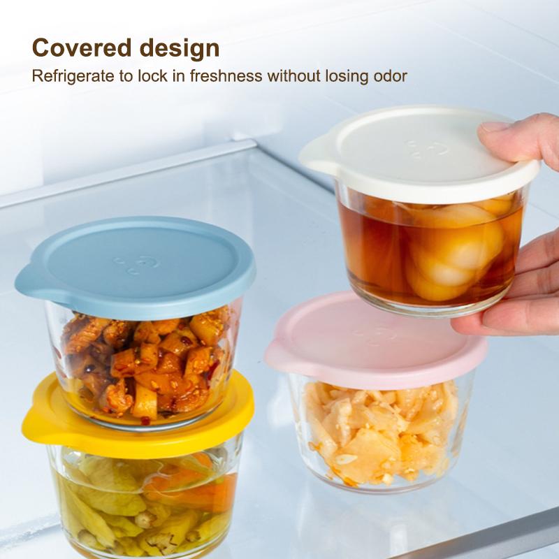 Round Food Storage Container Glass Pickle Sealed Jar Refrigerator Fruit Vegetable Storage Jar