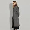 Women's Hooded Long Wool Blend Double-Faced Coat