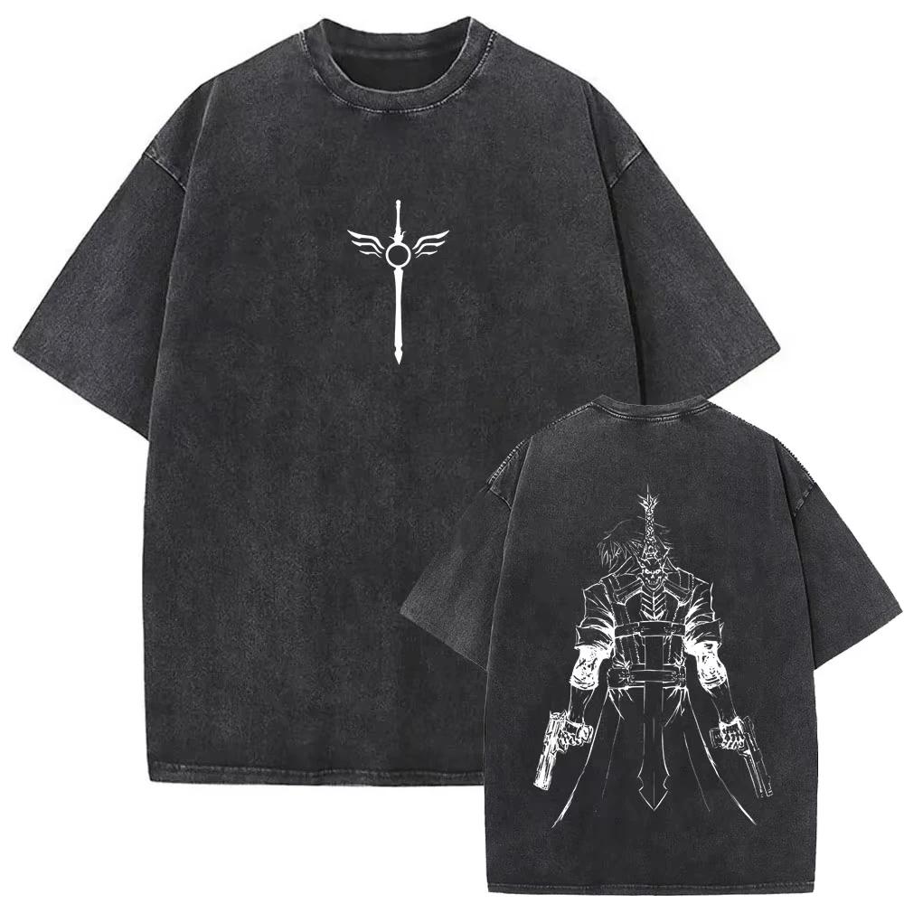Game Devil May Cry Dante Vintage Acid Washed T-shirt Men Gothic Retro Fashion Short Sleeve T Shirts Male Hip Hop Streetwear