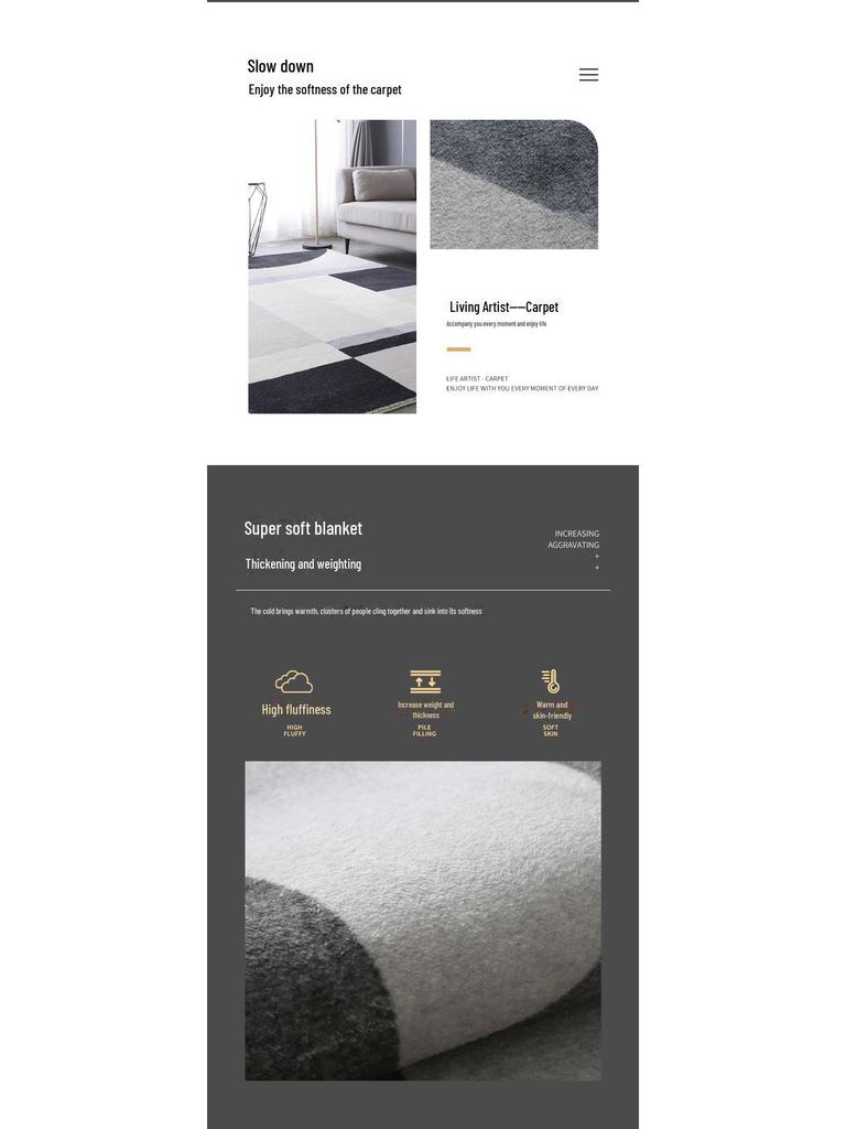 Modern Minimalist Japanese-Style Imitation Cashmere Carpet for Living Room or Bedroom
