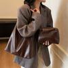 Slack retro brown bag 2025 new fashion simple women's shoulder bag large capacity commuter tote bag