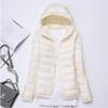 Women's Hooded Long Sleeve Puffer Jacket Slim Fit Lightweight White Duck Down Winter Coat