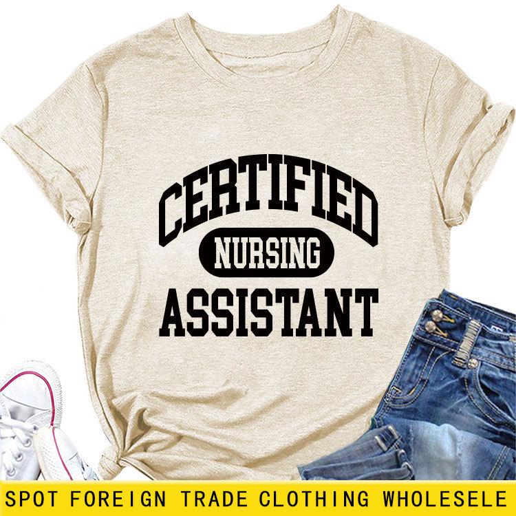 Certified nursing new short-sleeved women's fashion T-shirt large size