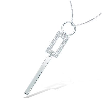 [Q4026] - Silver Pendant 'Sissi' Silver White (rhodium-plated) - 55x10 Mm