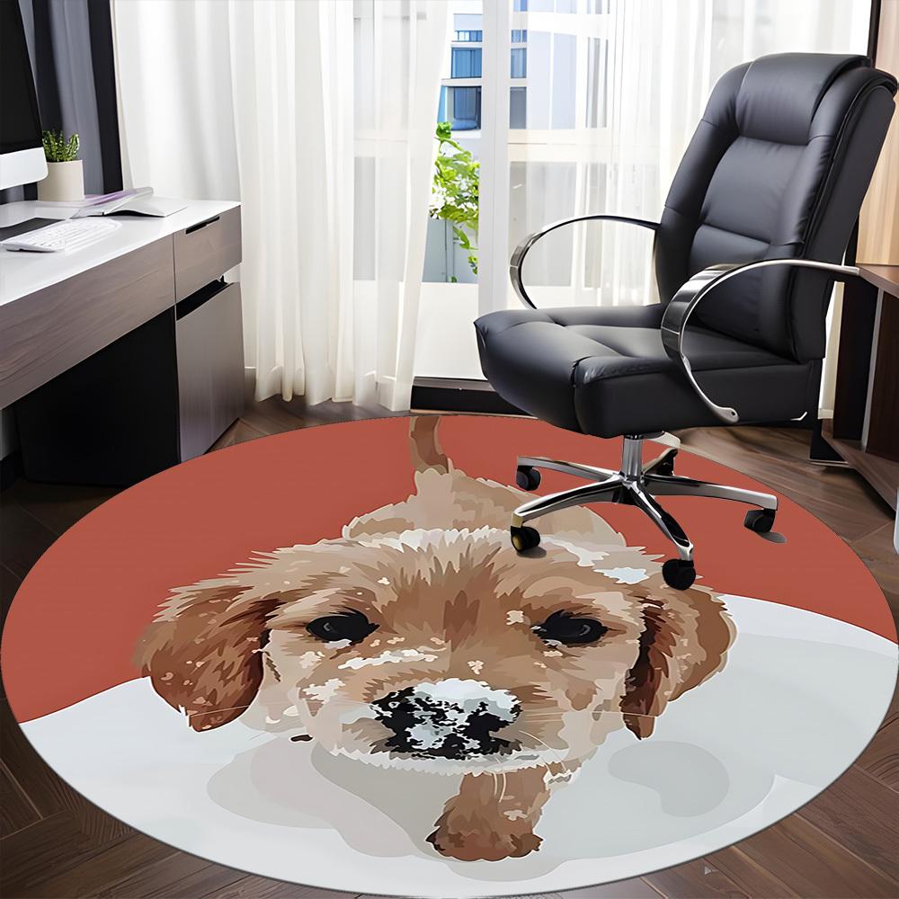 1pc Puppy Office Round Rug, Non-slip, Soft and Durable Office Rug for Interior Decoration, Perfect for Office, Beautiful Decoration yy260312023
