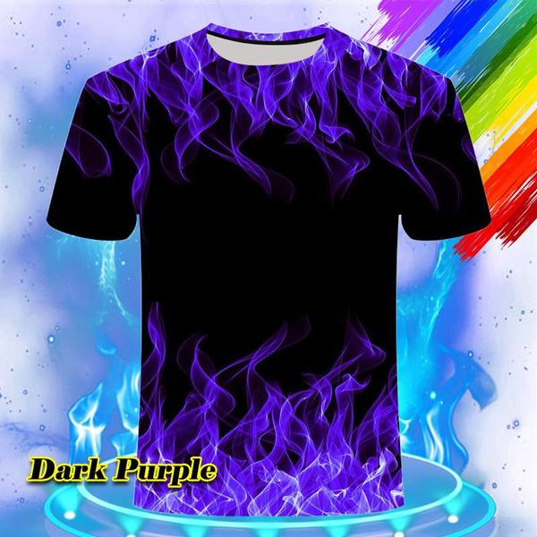 Fantastisk Herr 3D-tryckt Cool T-shirt Kortärm O-hals Casual Hipster Lös T-shirt Personlighet Visuell Låga