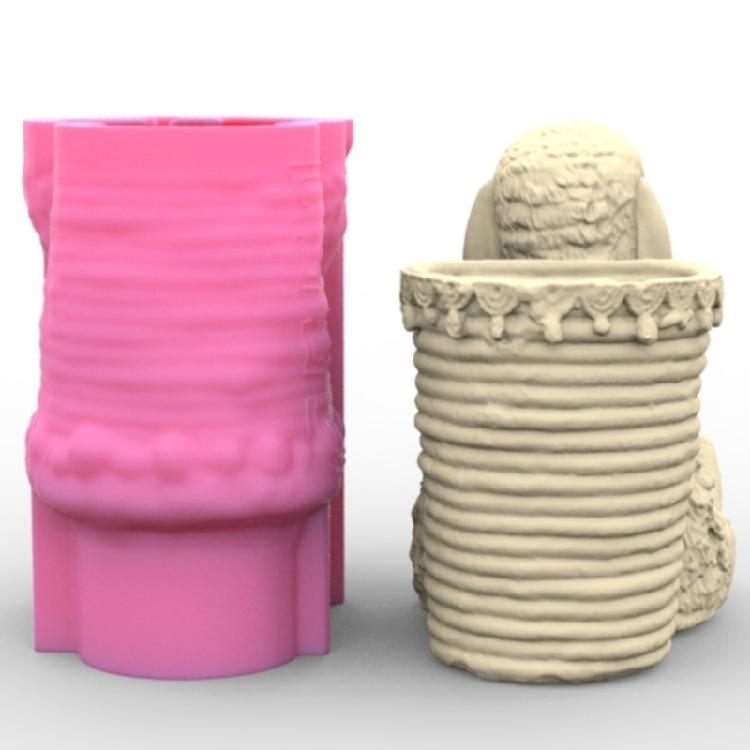 Silicone Casting Mold Sheep Shaped Vase Mold for Designing Vase Candle Holder