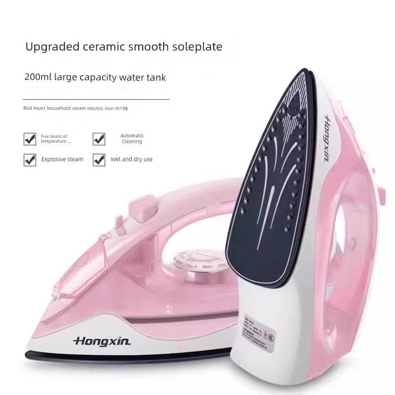 

Red Heart Electric Iron Handheld Small Steam Iron for Home Use 2026 New Model Tailor Shop Fabric Ironing Machine Rh198-Pink