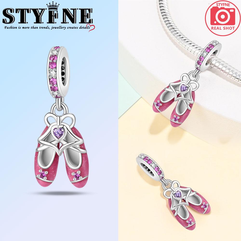 Exquisite Copper Ballet Dance Shoes High Top Canvas Shoe High Heels Charms Beads Fit Diy Bracelet Fine Birthday Jewelry Gift