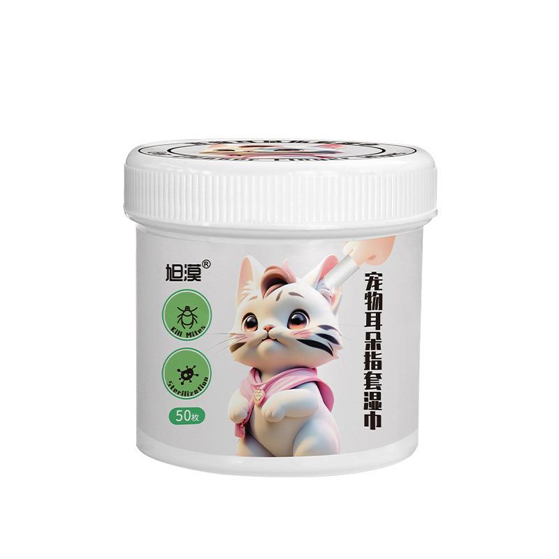 Pet Ear Cleaning Wipes for Cats & Dogs: Removes Earwax & Mites, Deodorizes, Includes Finger Sleeves.