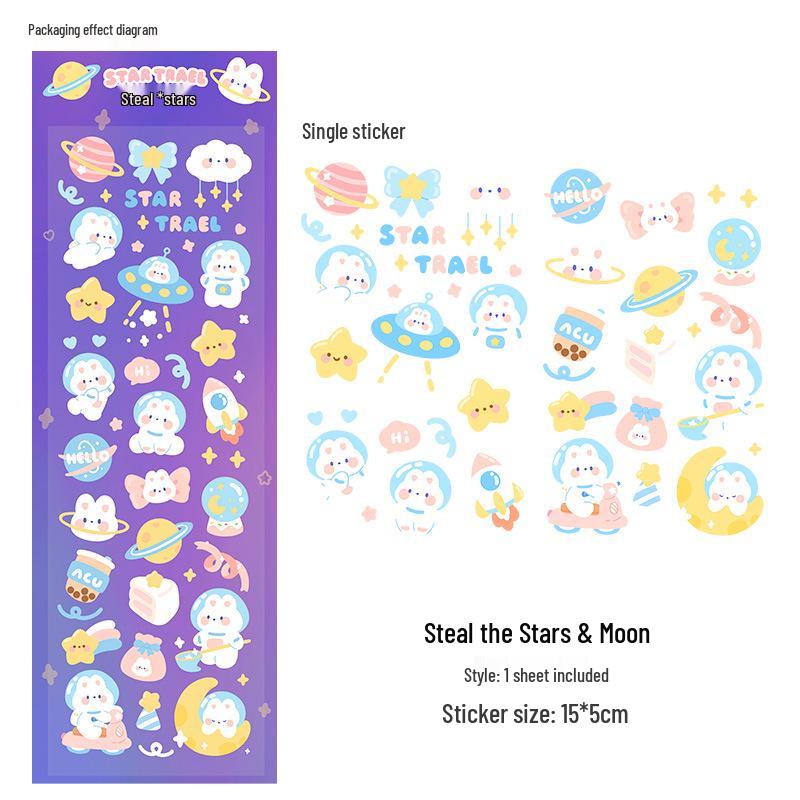 Korean Style Cartoon Laser Stickers for Journaling - Waterproof DIY Decoration