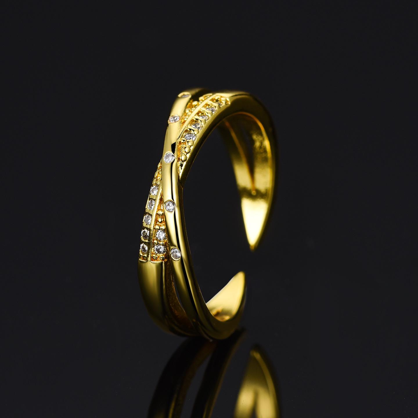 

Women s Cross-Shaped Rhinestone Open Ring, Fashionable Adjustable Index Finger Ring, Versatile for Stacking Adjustable