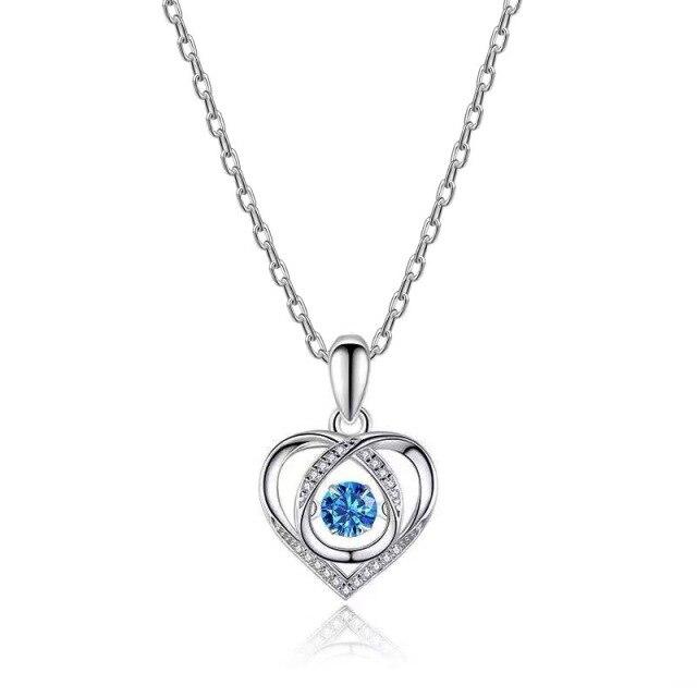 

Ожерелье из цельного серебра S925 с подвеской в форме сердца, синим цирконием AAA, подарок на день святого Валентина на день рождения