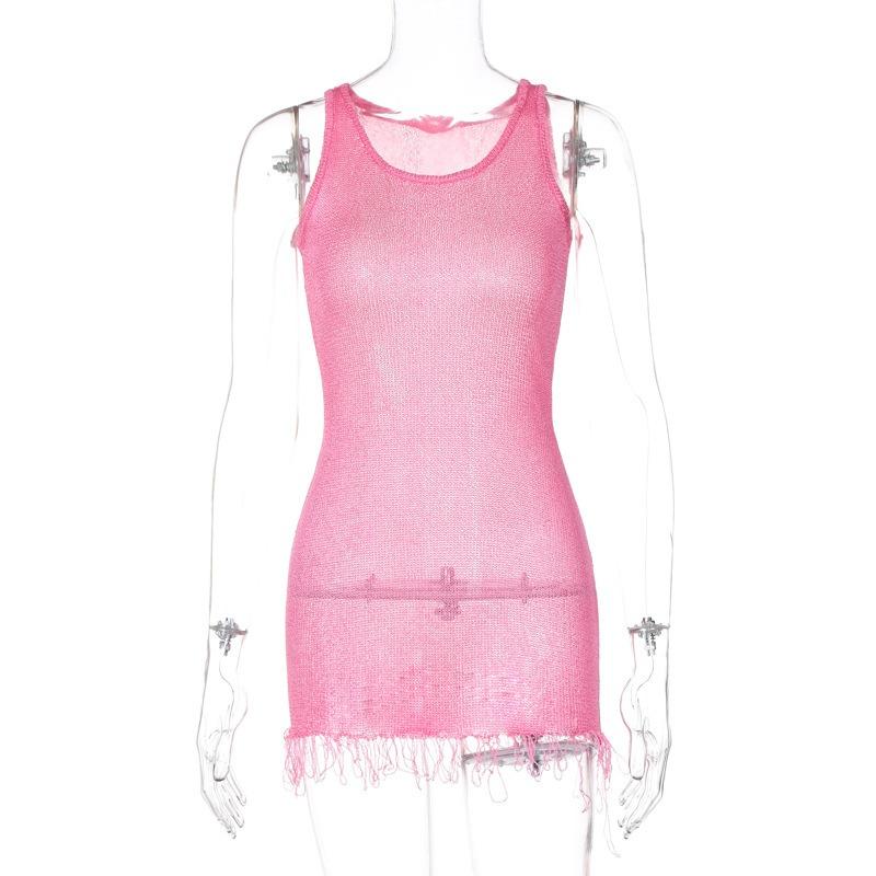 Women's Summer Fashionable Sexy Round Neck Sleeveless Hip Hugging Dresses