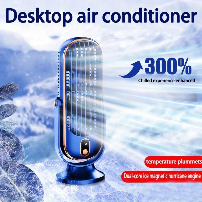 USB charging air-cooled small fan, 5-speed adjustable, large battery dual motor stylish desktop fan, portable air cooler