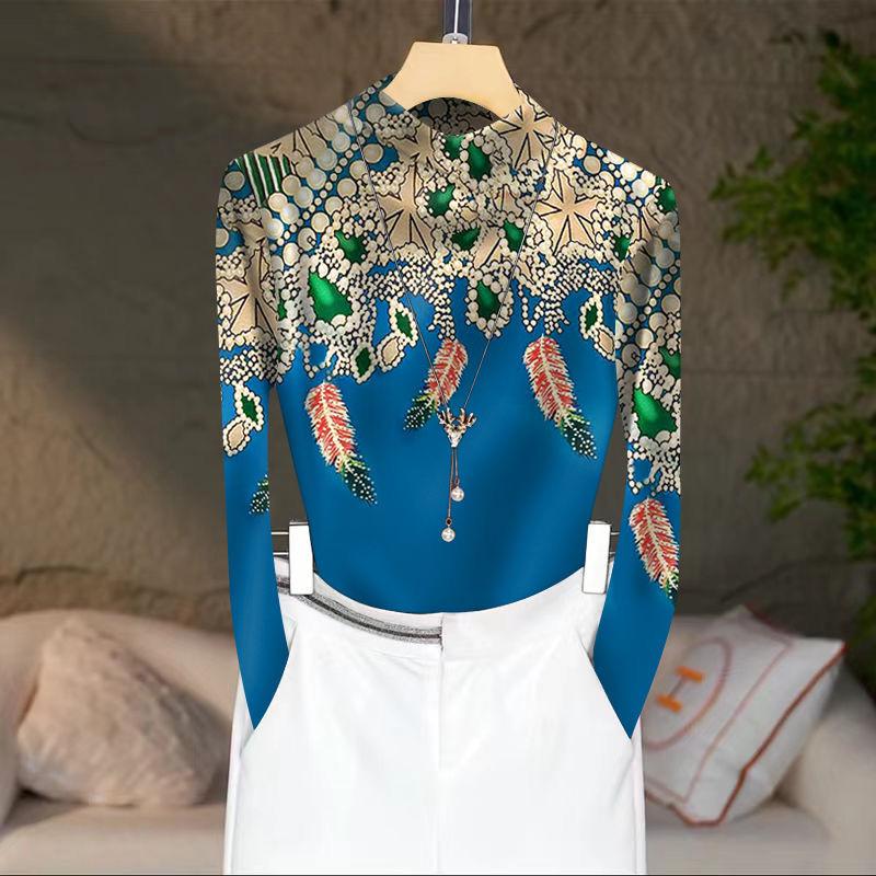 Autumn Winter 2024 Women's Korean Style Fleece-Lined Warm Turtleneck Blouse