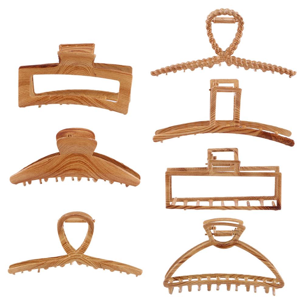 And Autumn Fashion Design Temperament Metal Wood Grain Hair Claws Shark Grab Clip Women Hair Accessories Korean Style Hair Claw