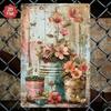 Vintage Metal Flower Wall Art Poster, 20x30cm Decorative Home Garden Sign