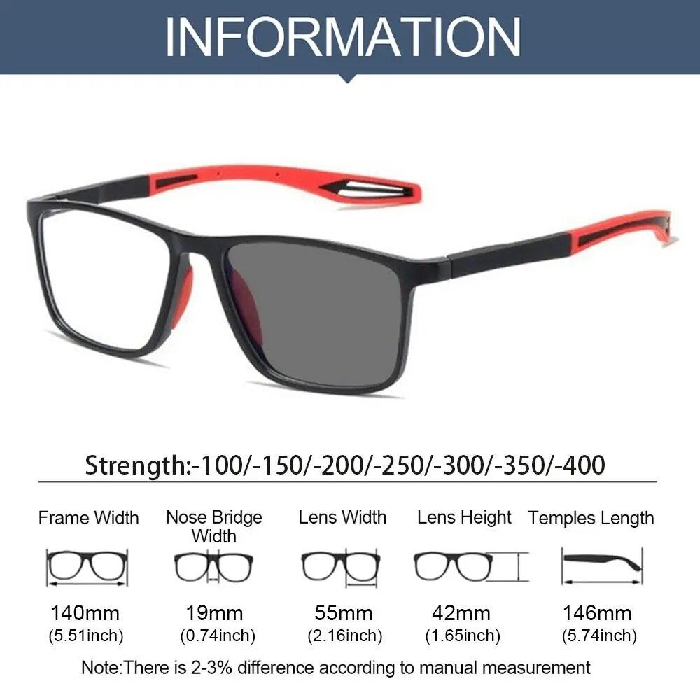 Ultralight Anti-blue Light Myopia Eyewear Eyeglasses TR90 Sport Short Sighted Men Women Photochromic Glasses Eyewear 0 To -4.0