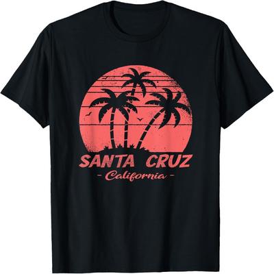 Santa Cruz California Sunset 70s 80s Surfer Summer Sun T-Shirt