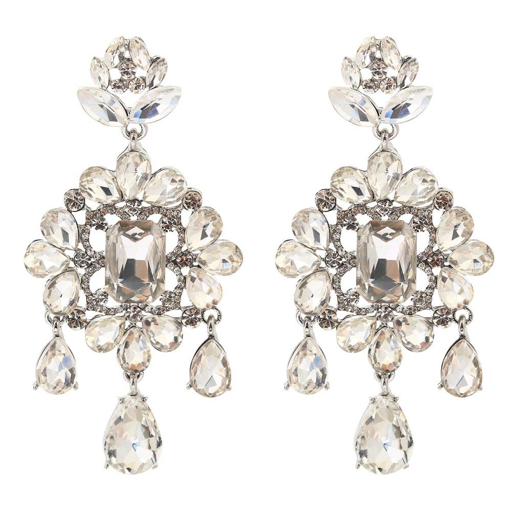 Fashion Lady Geometric Crystal Earrings With Irregular Design For Elegant Occasions