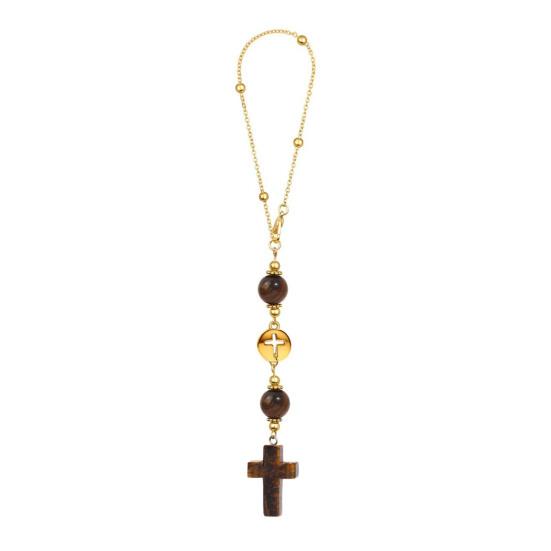 

Car Rearview Mirror Pendant Adjustable Religious Beaded Pendant Stone Bead Bag Charm Christian Gift for Family