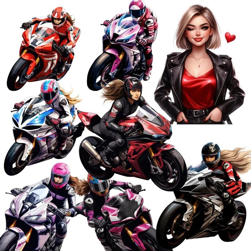 1 Set Cool and Handsome Leather Couple Motorcycle Driver 2 Stickers Photo Albums Planner Journal Scrapbooking Stationary