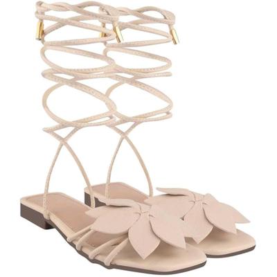 Shoetopia Women Cream Flat Sandal /Eu37