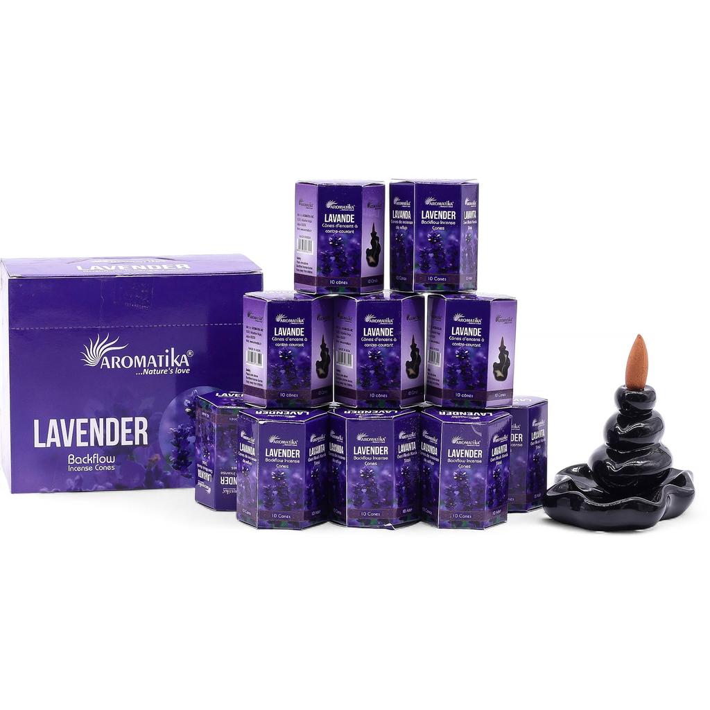6x Lavender Backflow Incense Cones, 10 Pack Aromatika