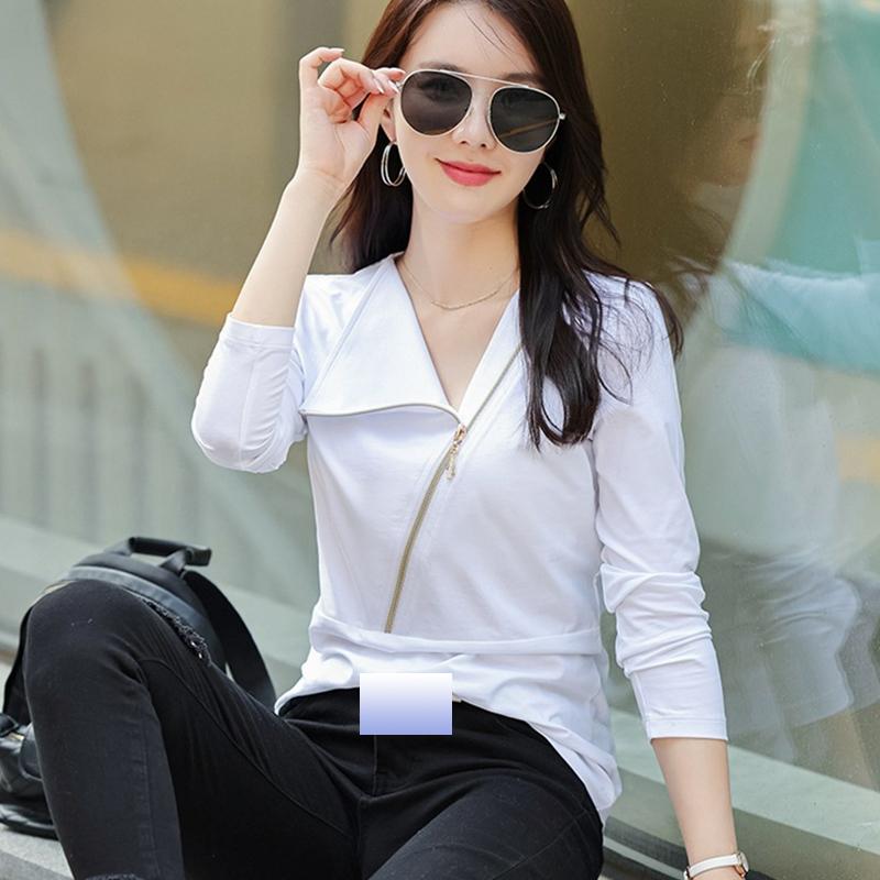 Women's Spring and Autumn 3XL Bottoming Shirt Half Turtle Collar Reversible Cotton Top Commuting Bottoming Shirt Slim Long Sleeve T-shirt