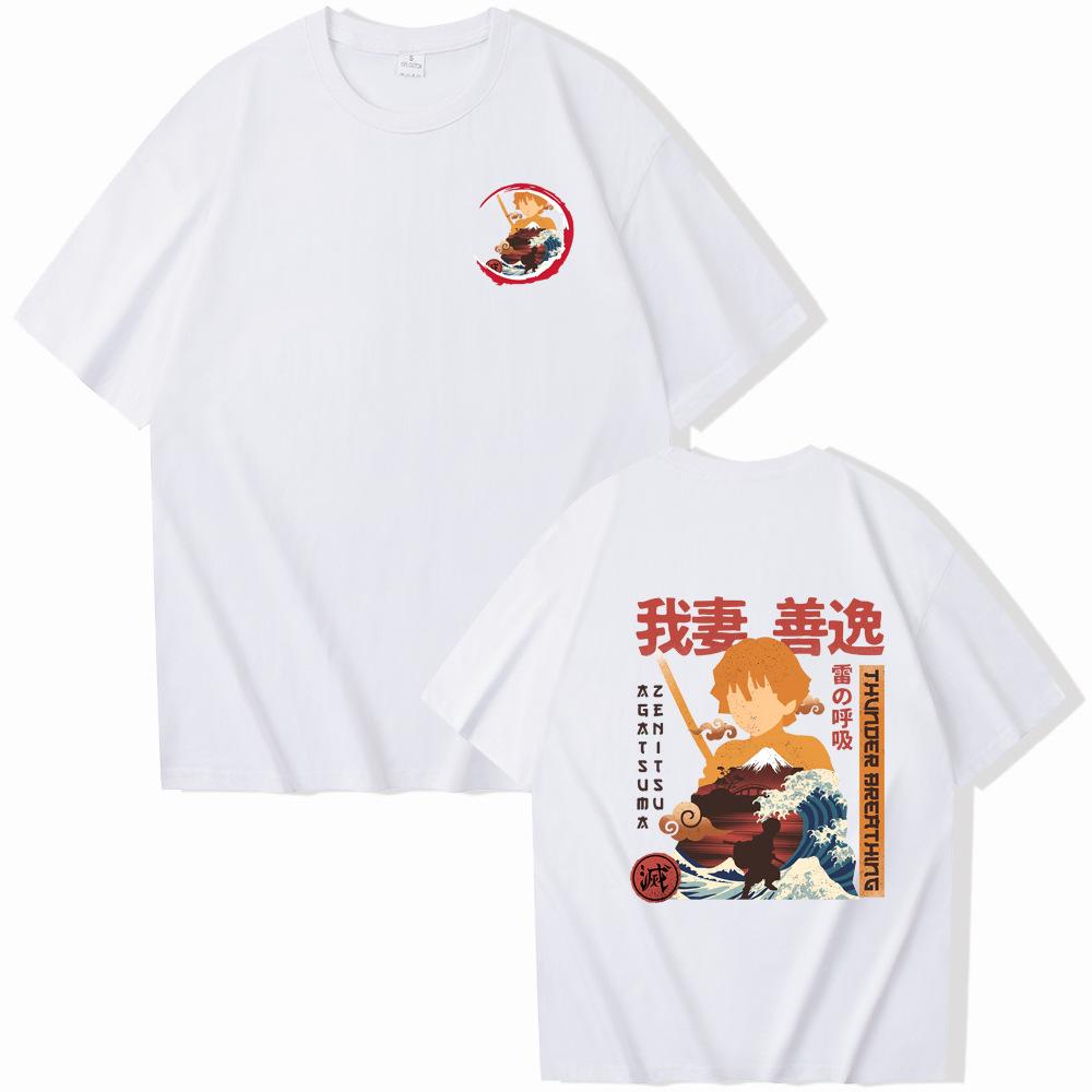 Demon Slayer Animation Derivatives Kamado Tanjirou Tshirt Printing Mens 2025 Summer Fashion Casual Oversized Streetwear