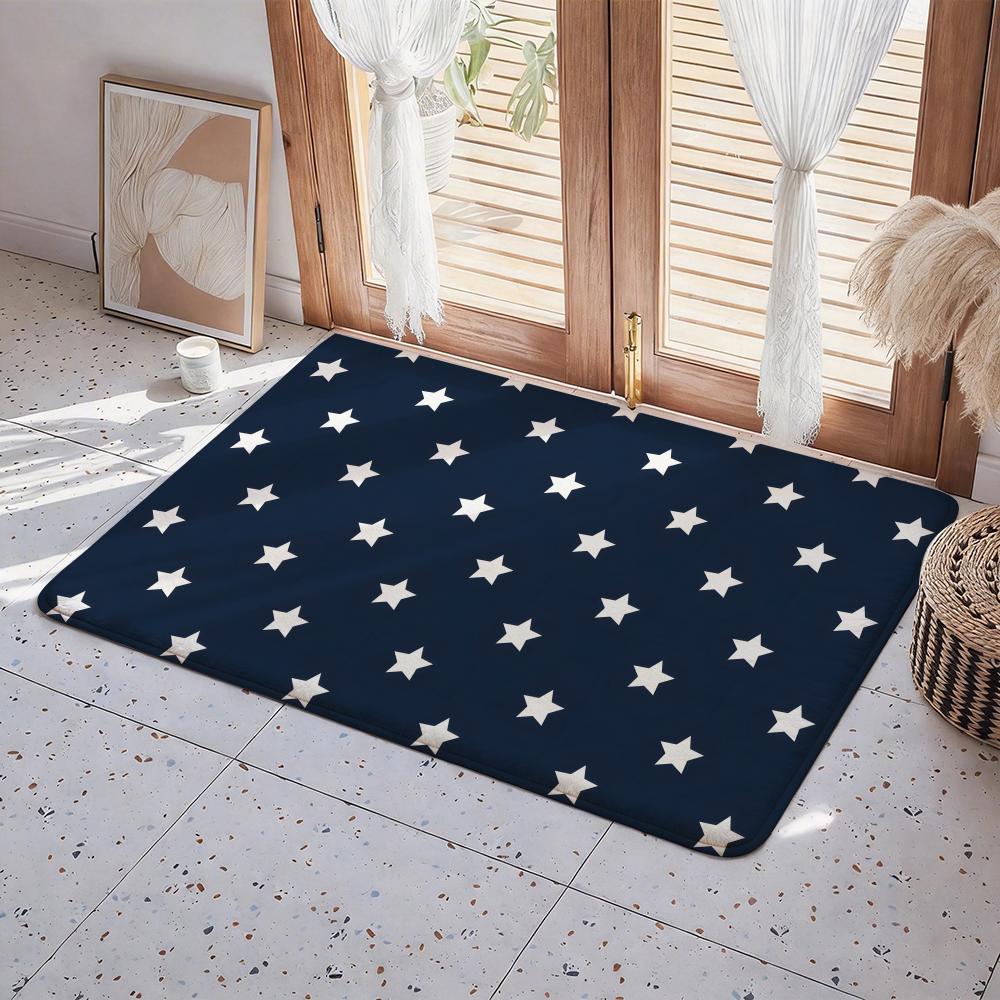 Abstract S Star Floor Mat Eco Flannel Doormat Non Slip Odorless Indoor Floor Rug Soft Short Plush Home Mat