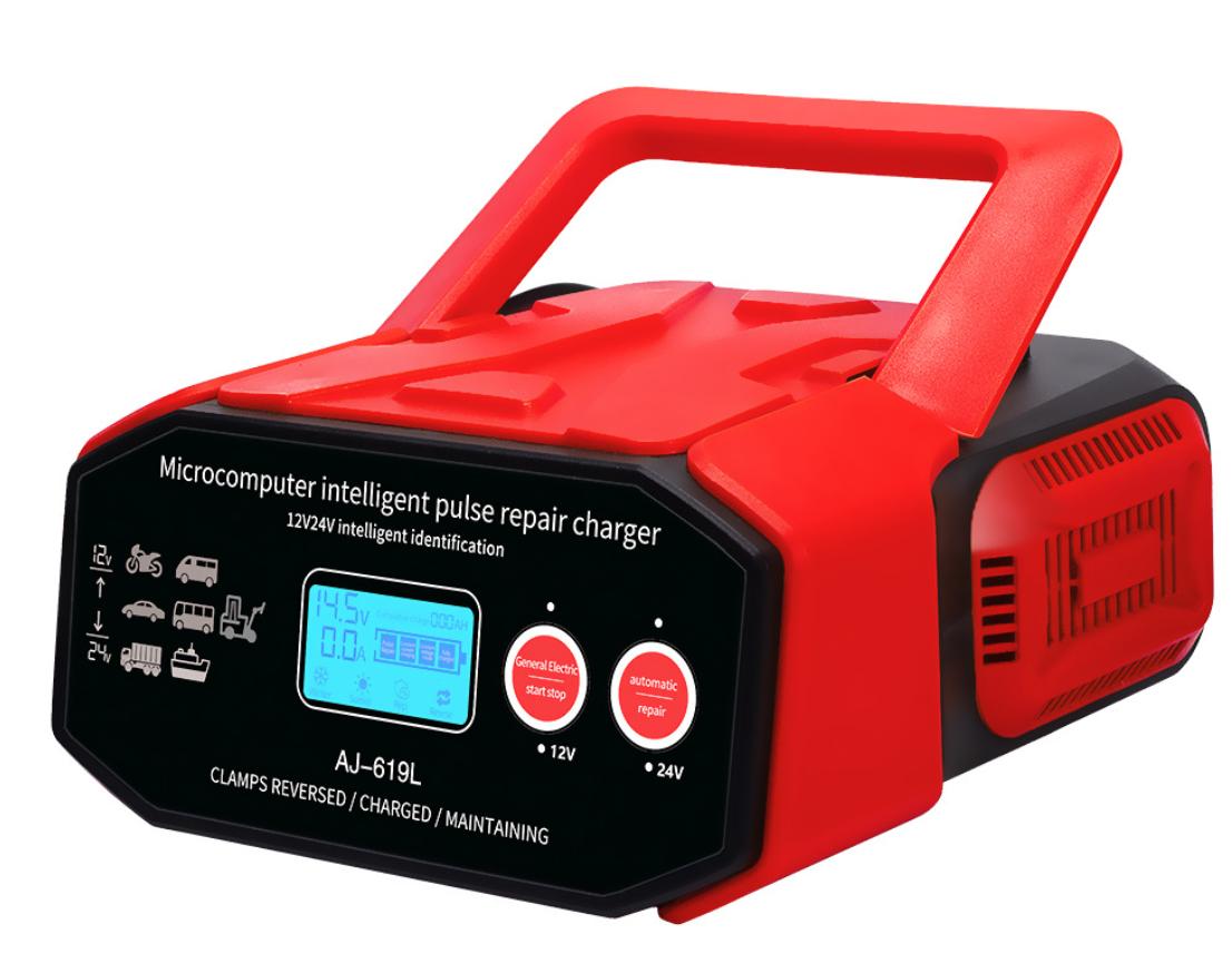 Universal Auto 12V 24V Battery Charger 12V 24V 30A Fast EFB Lead Acid Battery Charger Truck Motorcycle Boat Car Battery Charger EU красный
