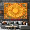 2D Plane, 1 Piece, Vibrant Orange-yellow Hand-painted Sun Radiating Lines Bohemian-style Background, Suitable for Weddings