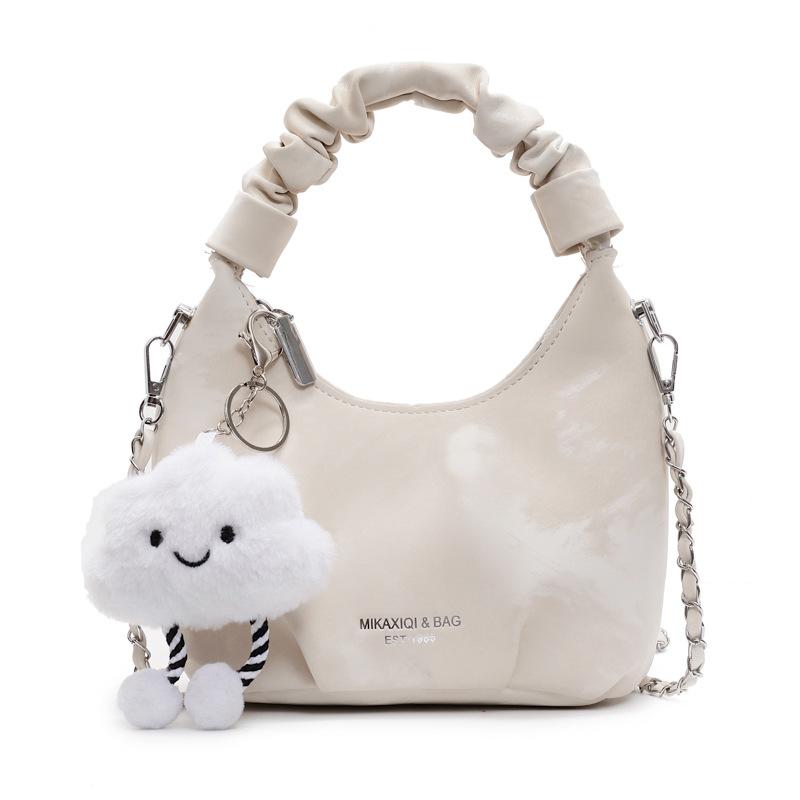 Korean Version of Super Fire Niche Cloud Bag Women's 2025 New Versatile Chain Messenger Bag Exquisite Pleated Portable Small Bag