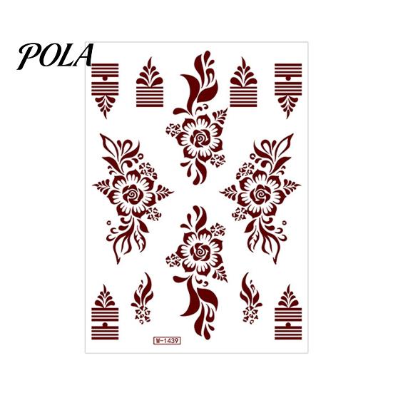 Henna Tattoo Stickers, Red Brown Waterproof Lace Temporary Tattoos, Indian Mehndi Body Art for Hands Feet, Festival Makeup
