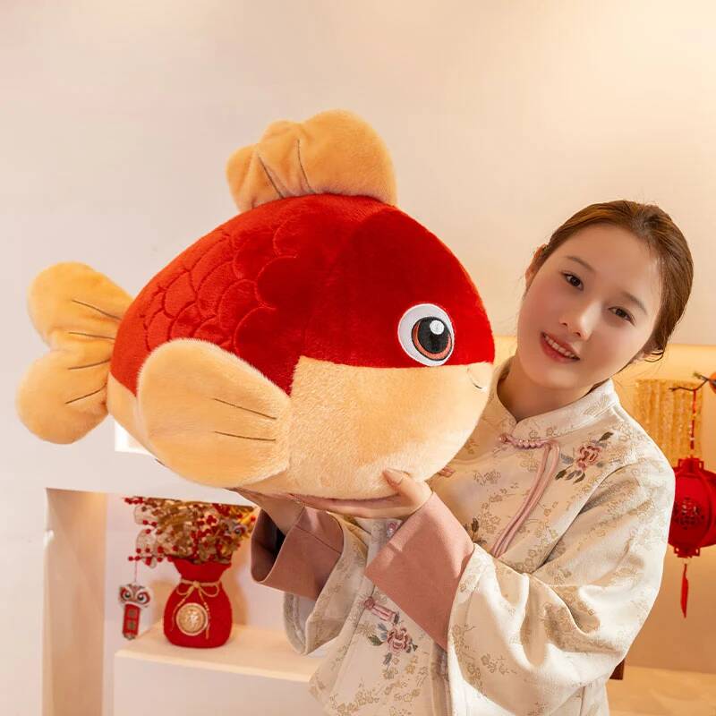 2026 New Popular Red Carp Plush Toy You Abundance Year After Year Cartoon Captured In Reality Carp Fish Doll New Year Decor