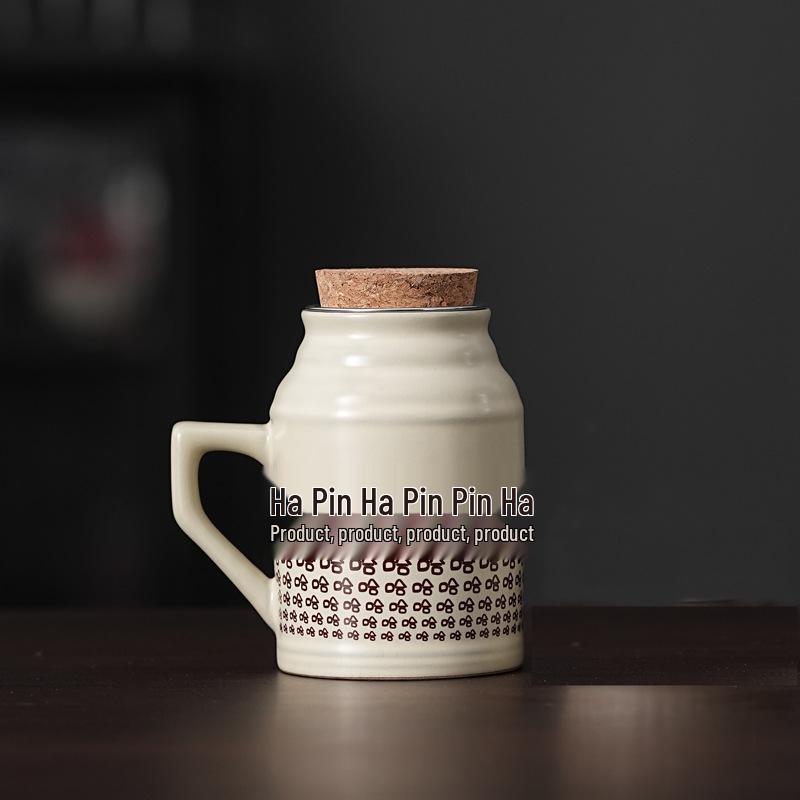 

Ru Kiln Ceramic Large Capacity Retro Thermos Pot with Lid - Ideal for Office & Personal Use, Hot & Cold Insulation, Great Gift!
