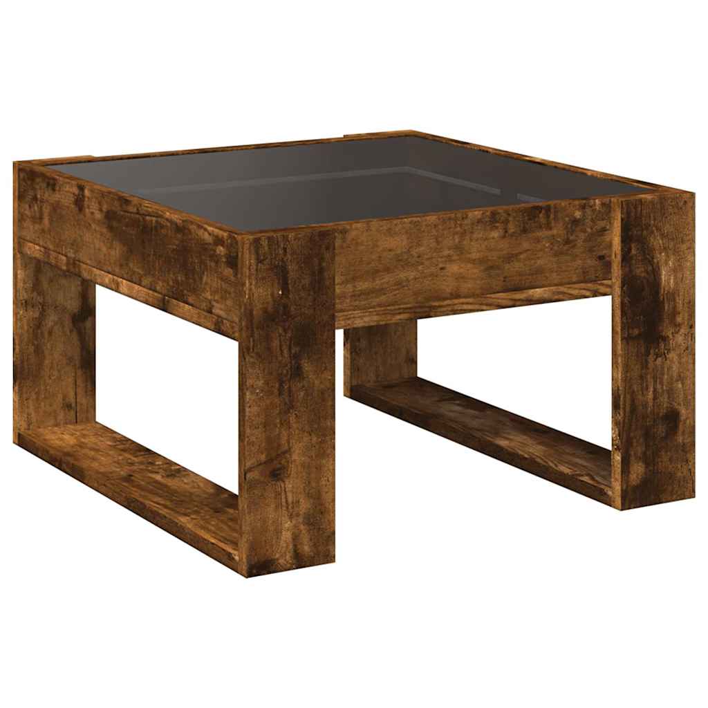Infinity LED Coffee Table in Smoked Oak 50 x 53 x 30 cm