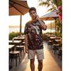 Men's Casual Short Sleeve T-Shirt - Animal Print Skull & Foliage Graphic Breathable Summer Tee Round Neck for Outdoor & Casual Wear, Summer