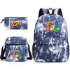 Large Capacity Schoolbag with Shoulder Strap; Student Three-piece Pencil Case Set