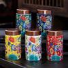 Chinese Ceramic Color Pattern Candy Jar Sealed Portable Tea Jar Household Multifunctional Jewelry Nut Powder Storage Bottle New
