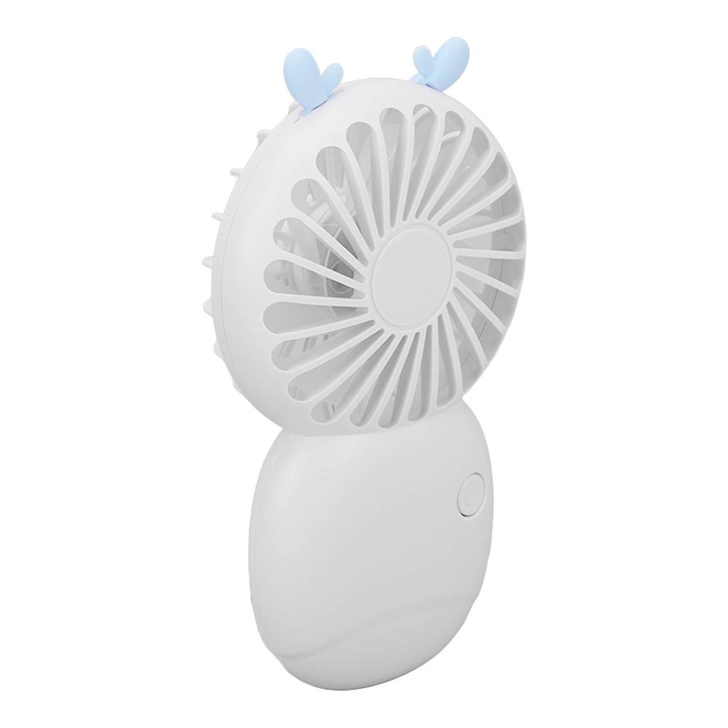 Mini Portable Pocket Fan USB Rechargeable Handheld Fan Speed Adjustable Small Desk Cartoon White Fanner