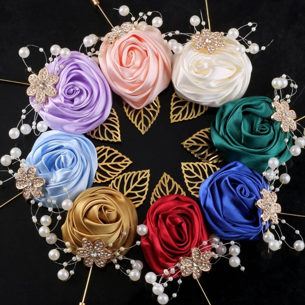Elegant Chest Flower Rose Light Luxury Groom and Groomsmen Accessories Lapel Flower Fake Pearl Wedding Brooch Bridal