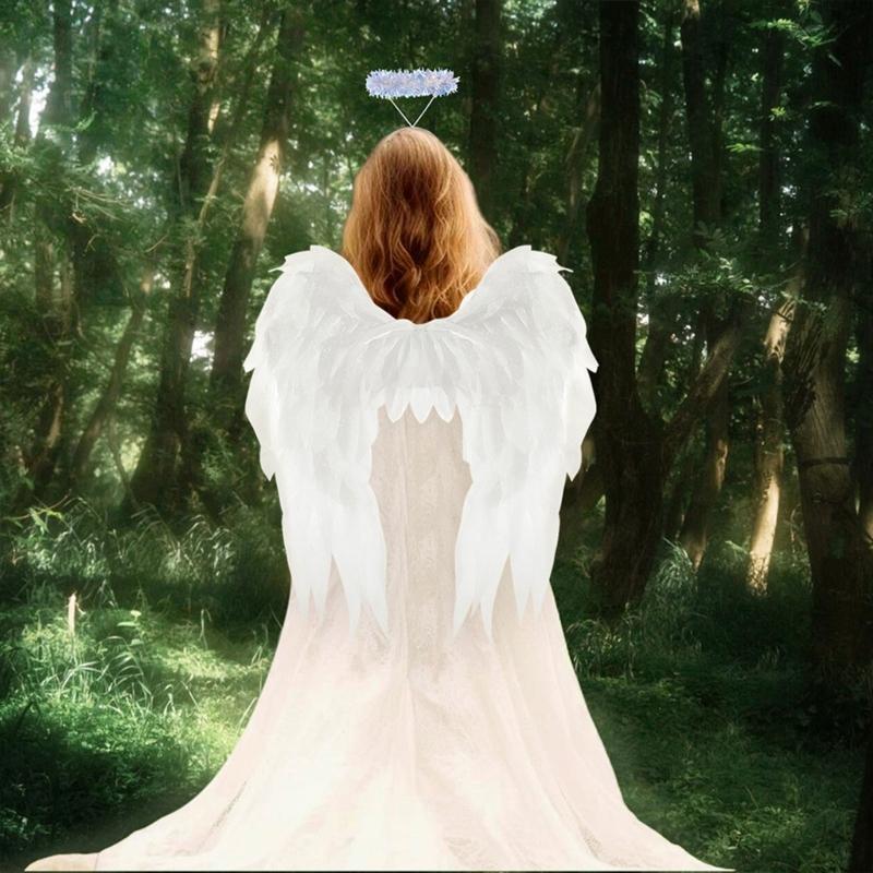 Angel Costume Accessory with Halos Headband Fairys Angel Wing Fairys Angel Wing for Halloween Cosplay Photograph Prop